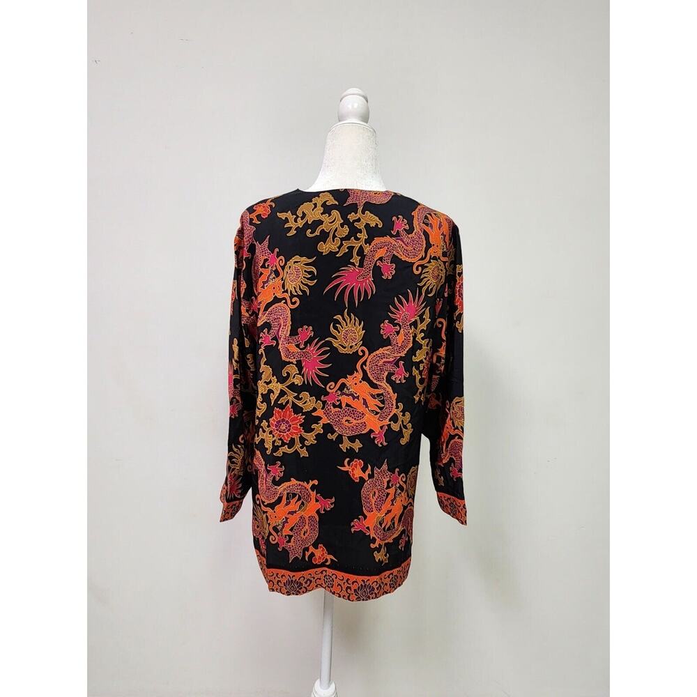 Mint DVF Diane Von Furstenberg Silk Assets Blouse Multi Color Asian Dragon S - Picture 4 of 8
